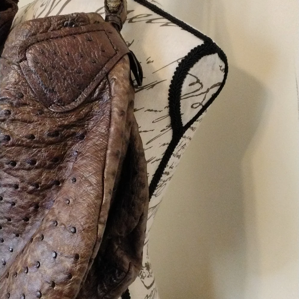Nuti Sevillana Ostrich Leather Hobo Handbag
